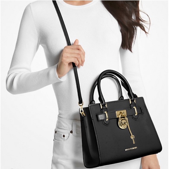 Michael Kors Hamilton Small Satchel Crossbody Bag Black - Picture 2 of 8